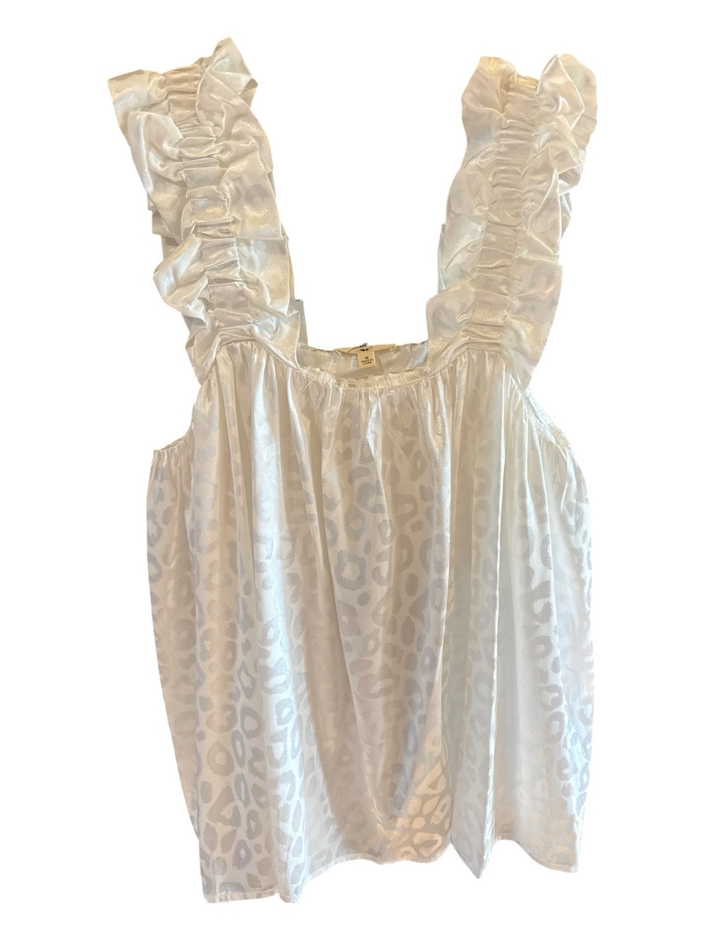 White Satin Ruffled Strap Tank Top